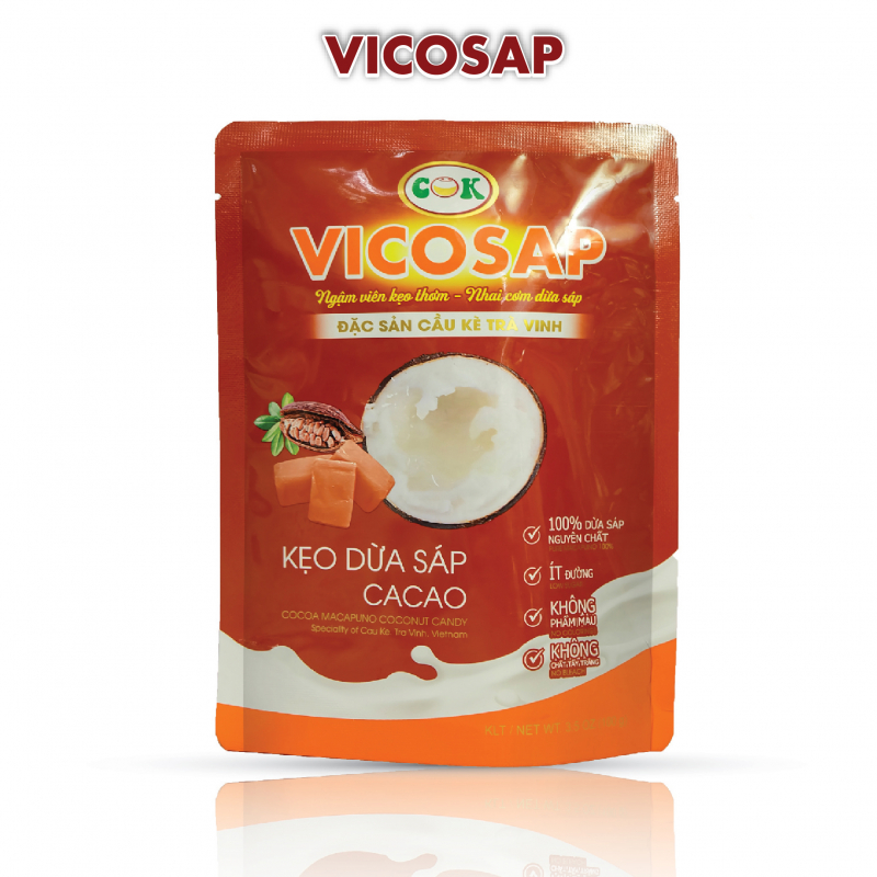 Kẹo dừa sáp Vicosap (vị cacao) 100g