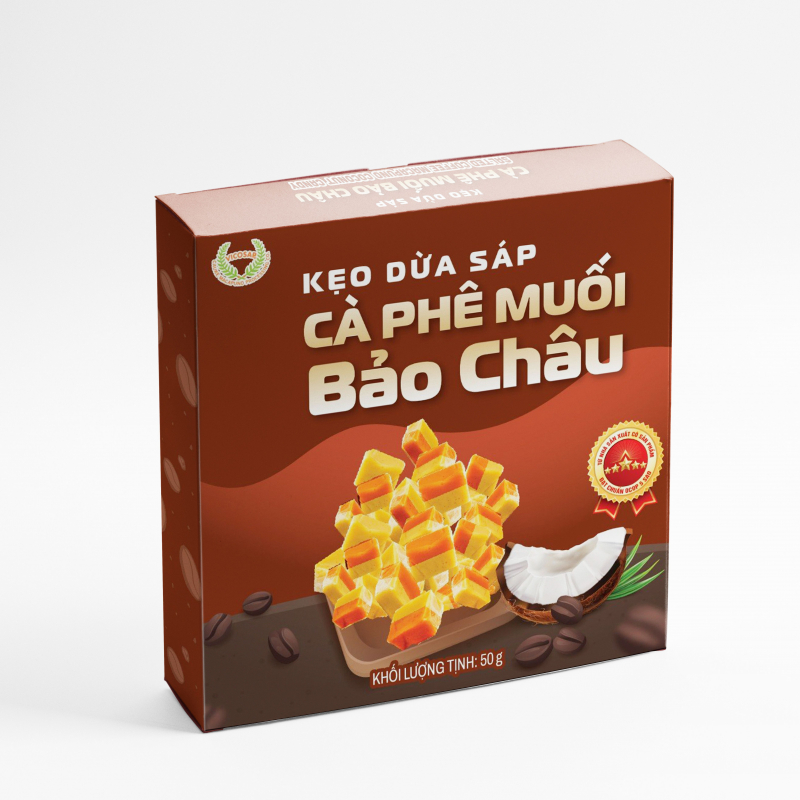 Kẹo Dừa Sáp Cà Phê Muối Bảo Châu -  Hộp 50g